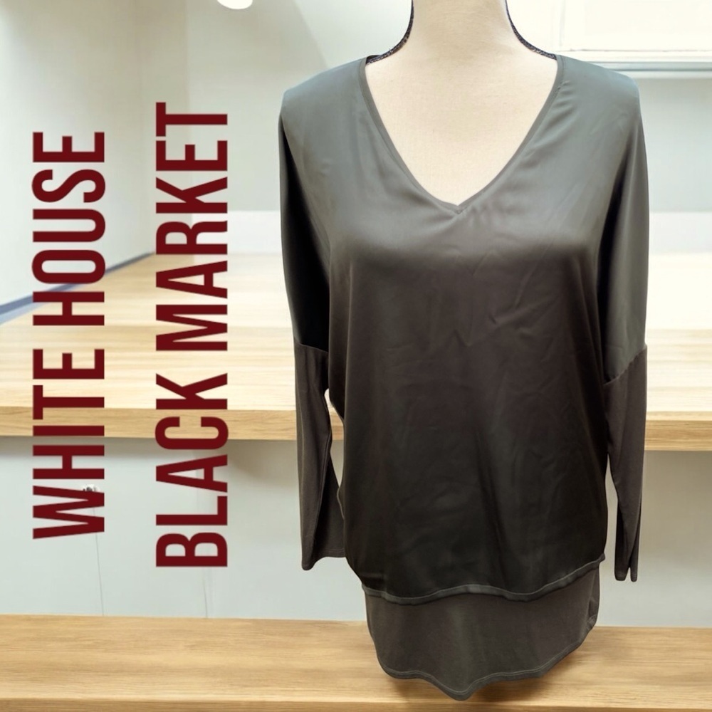 White House Black Market-NWT XSmall dark Olive Green, rayon top w/under tank.